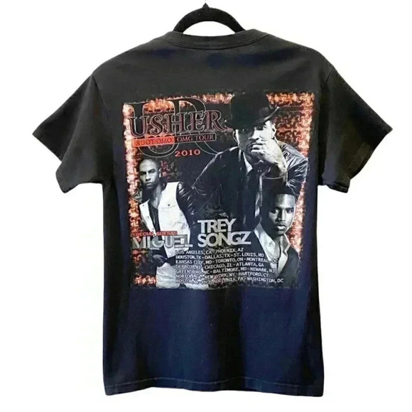 Usher 2010 OMG Concert Tour  Graphic Print Band T-shirt Black Size Small - Picture 2 of 16